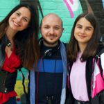 Il regista Lorenzo Sepalone con le attrici Viviana Altieri e Miriana Favia